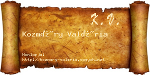 Kozmáry Valéria névjegykártya